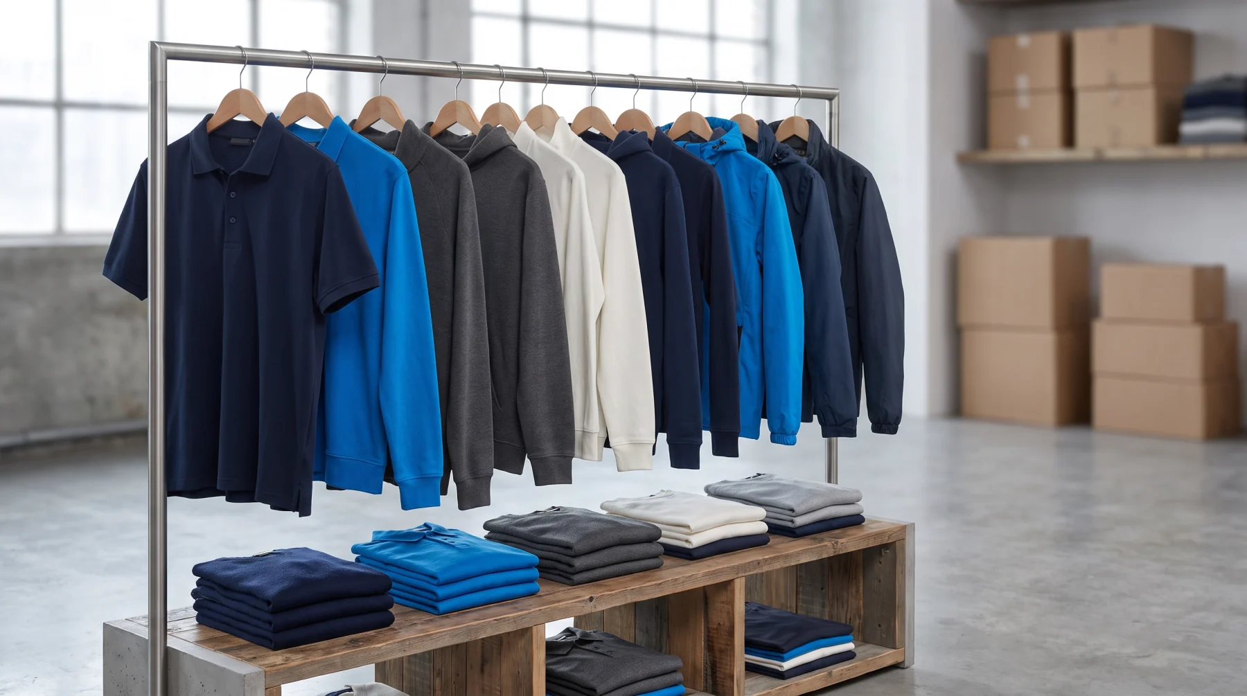 KI-Entwurf: Werbetextilien und Corporate Fashion für Teams und Markenauftritte.