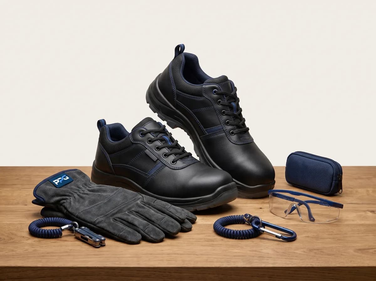 KI-Entwurf: Sicherheitsschuhe & Workwear-Zubehör im PPG-Markenstil.